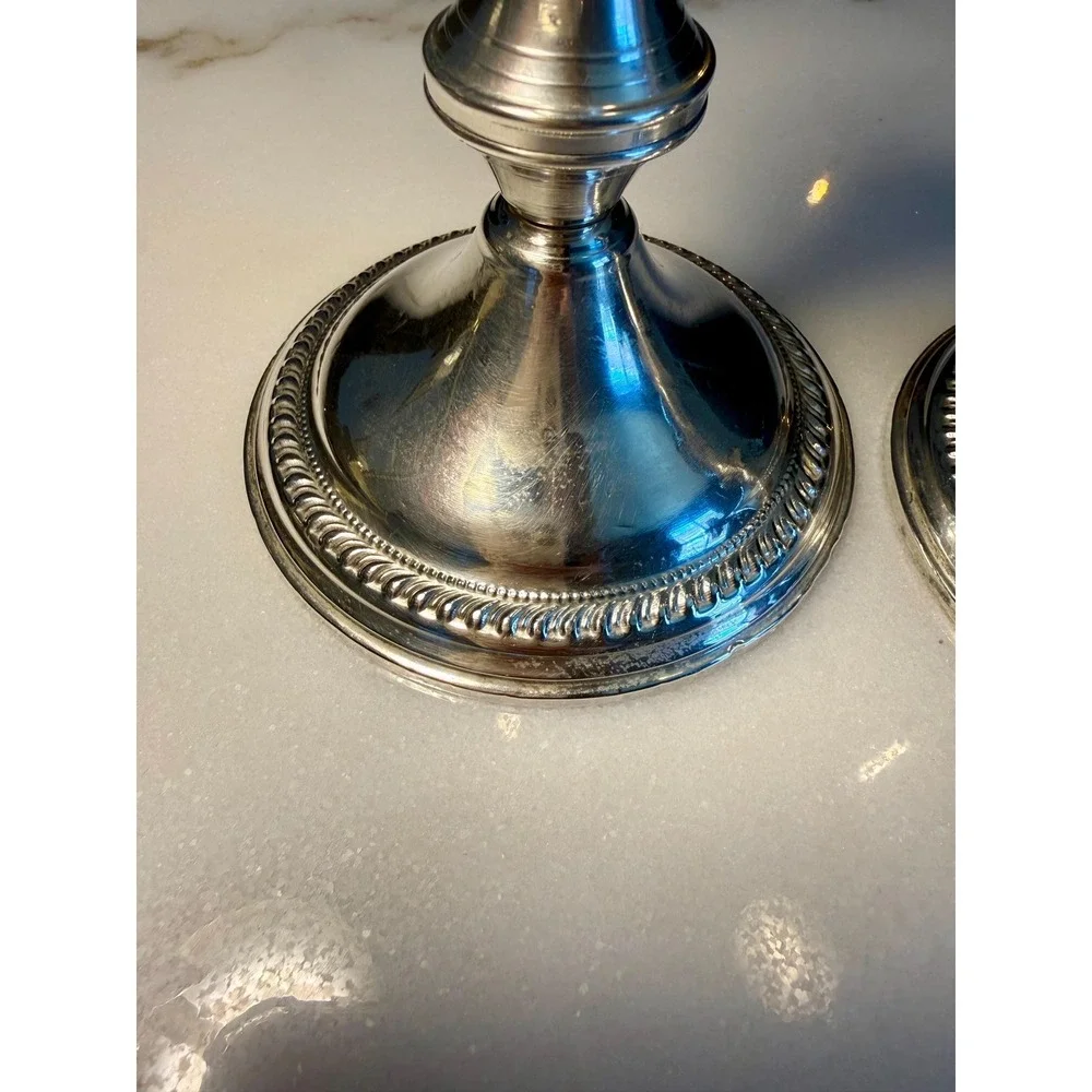 Vintage Sterling Silver Weighted Candlestick Pair • Duchin Creation 5.5